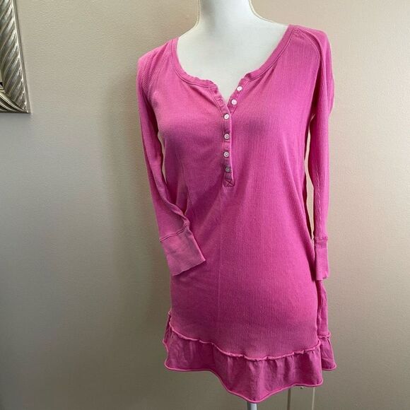 PINK| Thermal| Button up| with Ruffle| Lounge Top - Picture 12 of 12